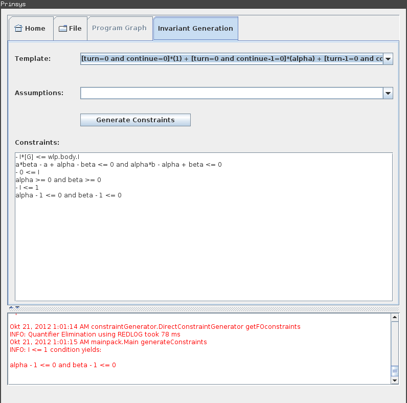 PRINSYS constraint generation